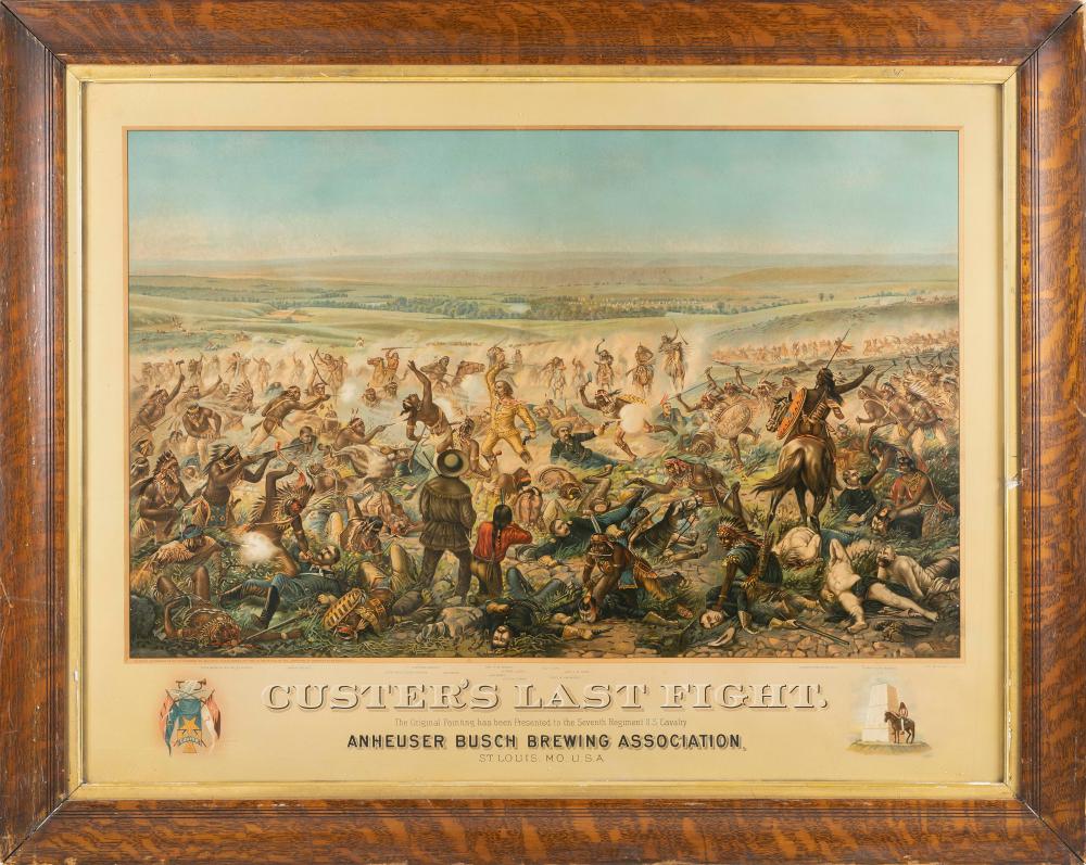 Appraisal: CHROMOLITHOGRAPH CUSTER'S LAST FIGHT ON PAPER X SIGHT FRAMED X