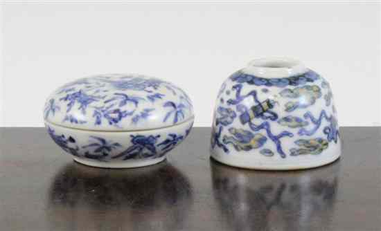 Appraisal: A Chinese underglaze blue and copper water pot Qianlong mark