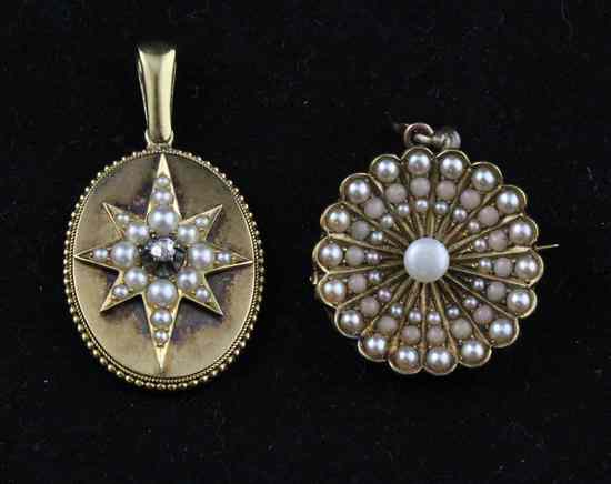 Appraisal: A late Victorian split pearl and coral set gold pendant