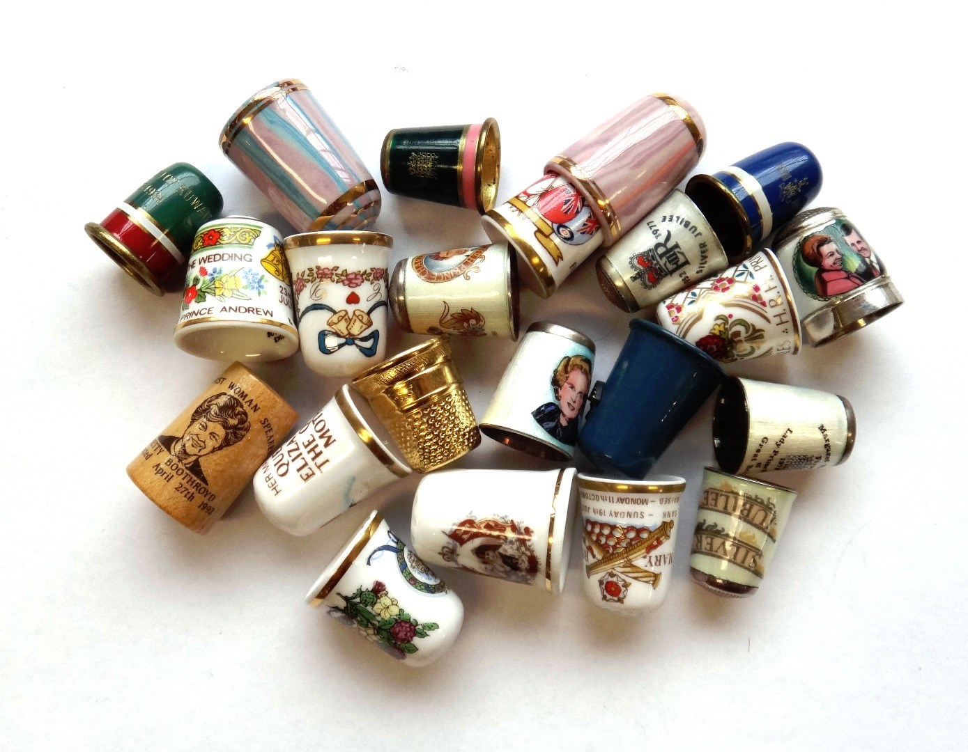 Appraisal: Six modern silver and enamel Royal Commemorative thimbles a Felix