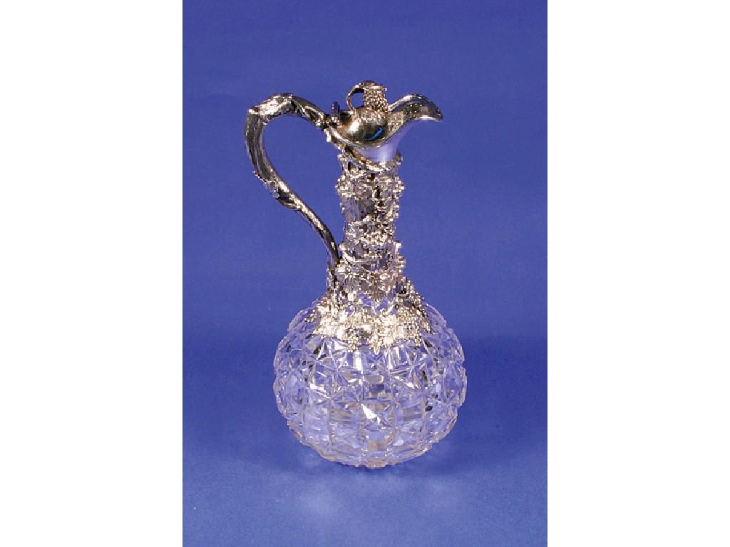 Appraisal: A VICTORIAN SILVER MOUNTED CUT-GLASS CLARET JUG of baluster form