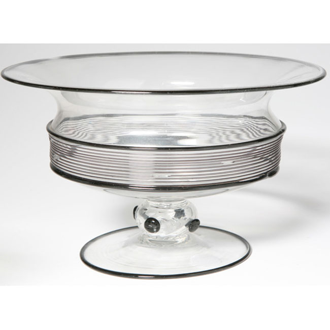 Appraisal: Steuben compote large shape in clear indented glass with applied