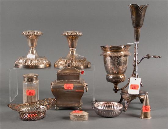 Appraisal: Assortment of Sheffield and other silver-platedware including a pair of