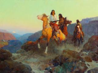 Appraisal: FRANK TENNEY JOHNSON - Renegade Apaches oil on canvas x