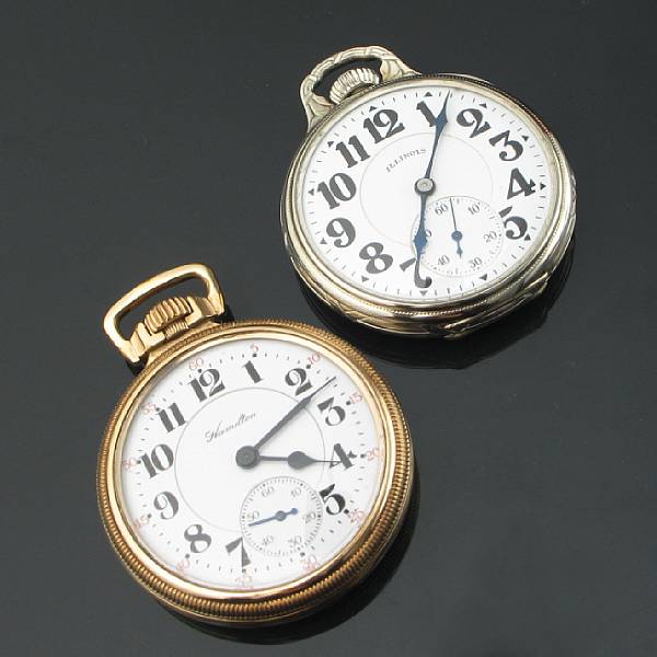 Appraisal: A collection of two railroad grade pocket watches Hamilton amp