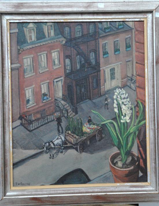 Appraisal: POMEROY FLORENCE W OIL ON CANVAS Garden cart on West