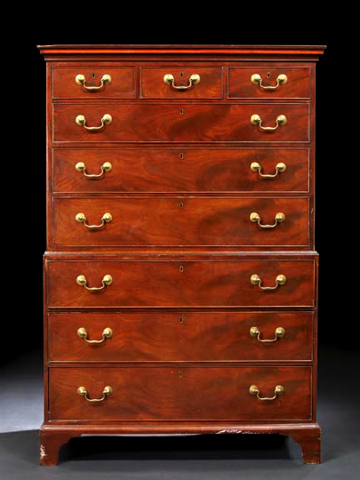 Appraisal: George III Mahogany Chest-On-Chest fourth quarter th century the molded