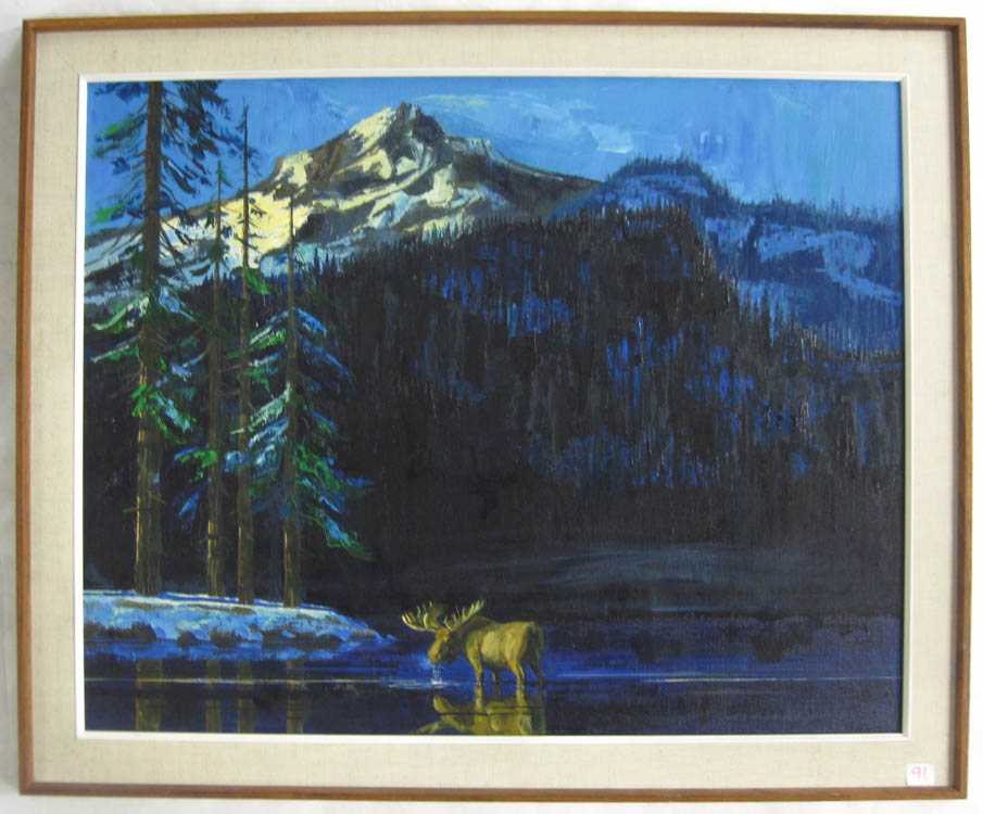 Appraisal: MARSHALL JOHNSON OIL ON CANVAS Washington th century Moose in