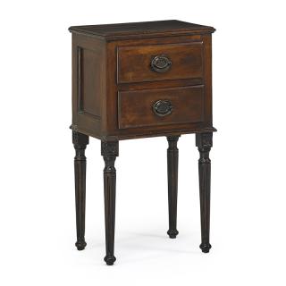 Appraisal: ITALIAN NEOCLASSICAL WALNUT SIDE TABLE Two drawers with paneled sides