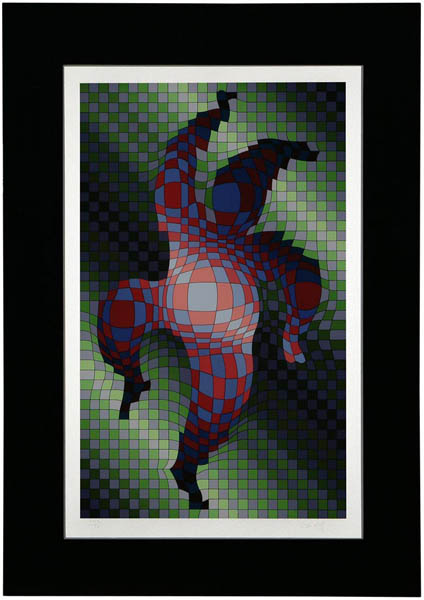 Appraisal: ARTIE SHAW Victor Vasarely silkscreen figure ARTIE SHAW Victor Vasarely