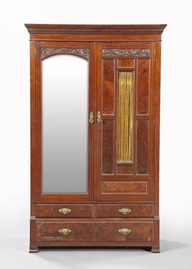 Appraisal: Victorian Burled Walnut and Walnut Double-Door Armoire fourth quarter th