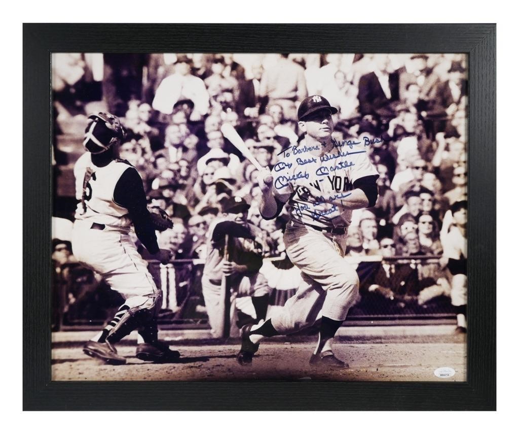 Appraisal: MICKEY MANTLE SIGNED PHOTO TO PRES BUSH JSAJSA certified x