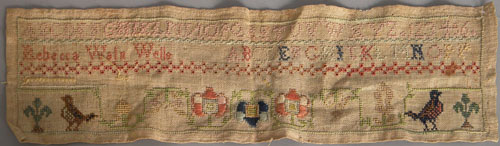 Appraisal: Rebecca Weln Wells band sampler early th c x