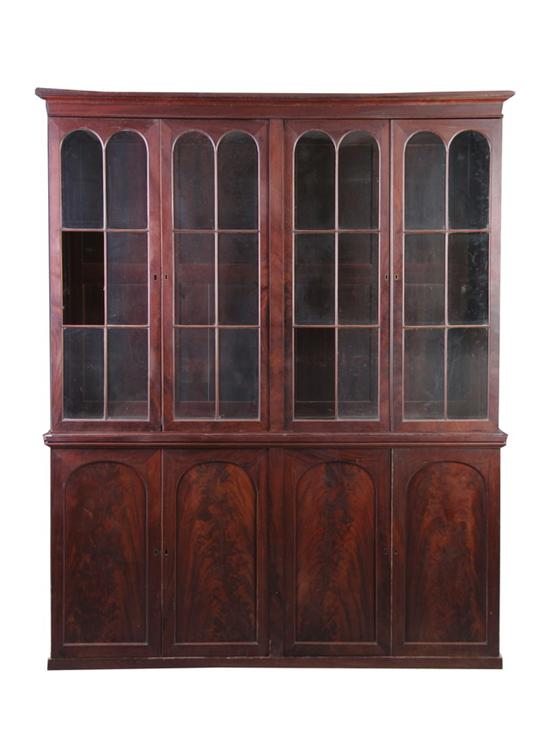 Appraisal: ENGLISH REGENCY STYLE BREAKFRONT BOOKCASE late th century mahogany in