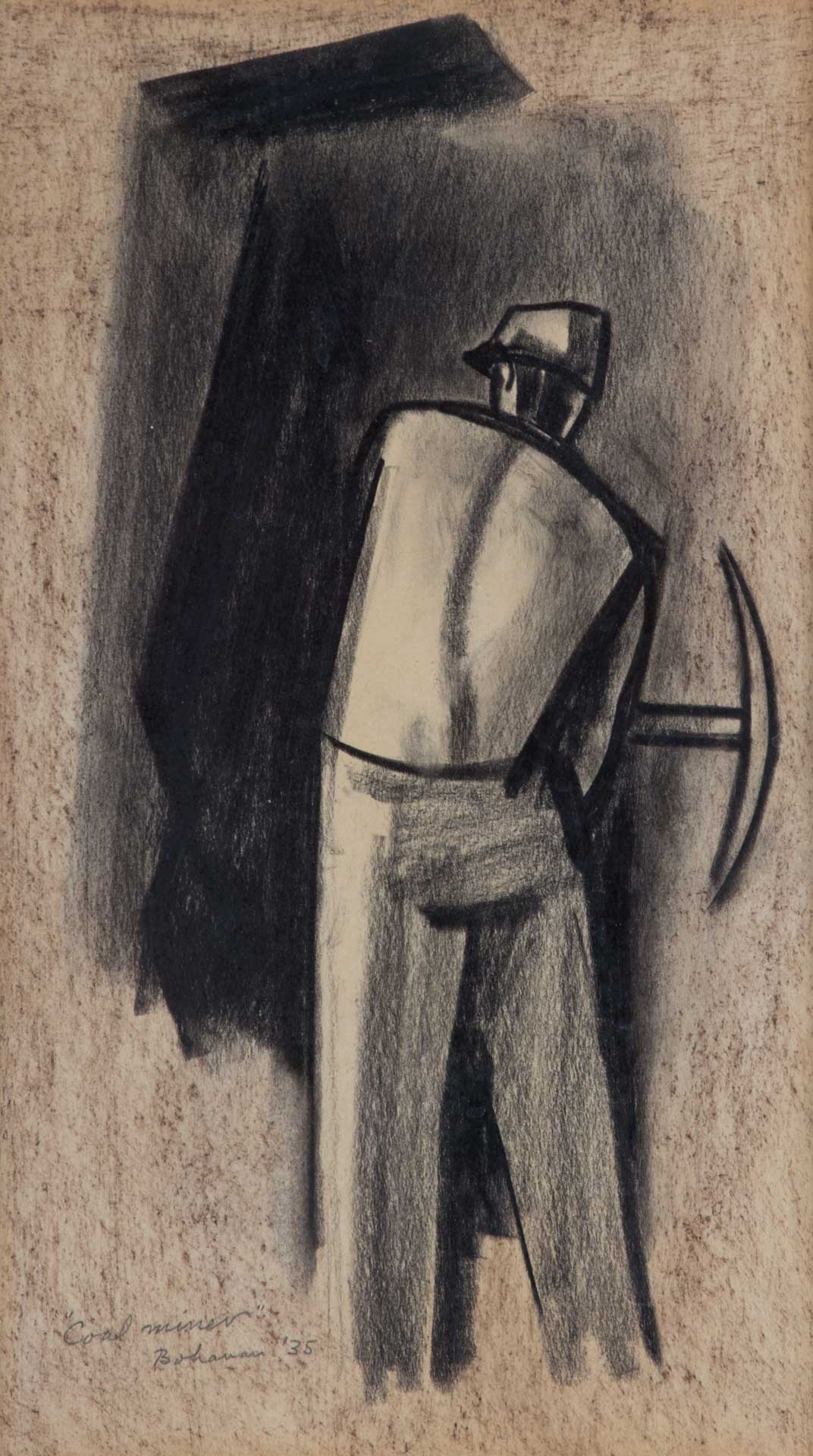 Appraisal: Walter Bohanan Coal Miner charcoal on paper American - Titled