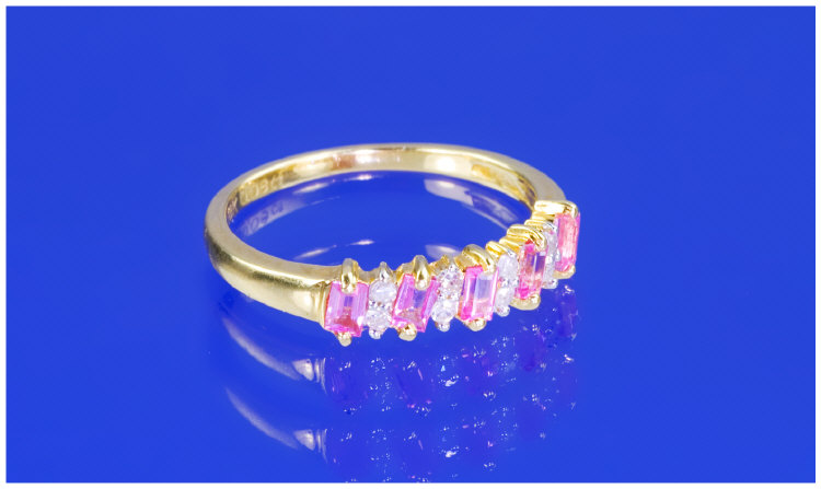 Appraisal: ct Gold Diamond Eternity Ring Set With Pink Sapphires And