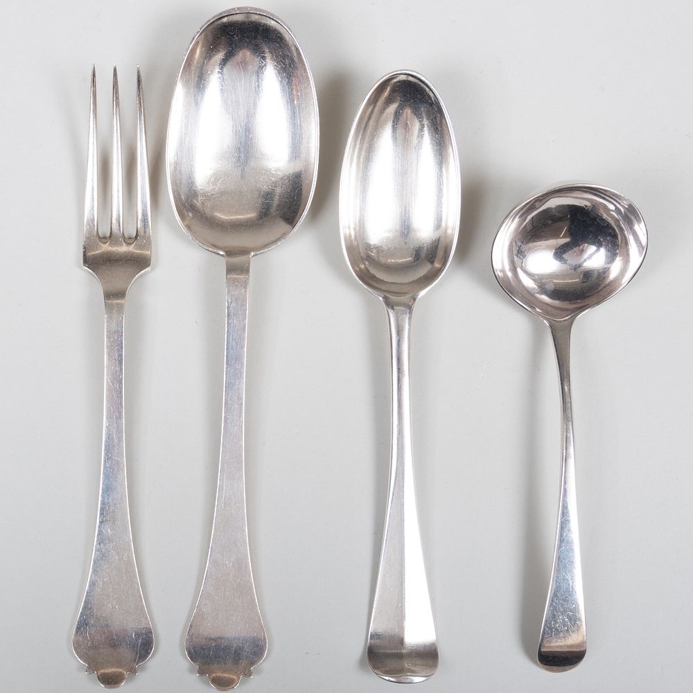 Appraisal: Group of English Silver Serving Wares Comprising A serving fork