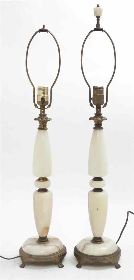 Appraisal: A Pair of Onyx and Gilt Metal Table Lamps each