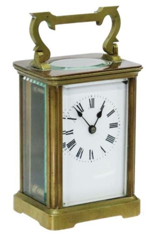 Appraisal: French carriage clock th c having white enameled dial with