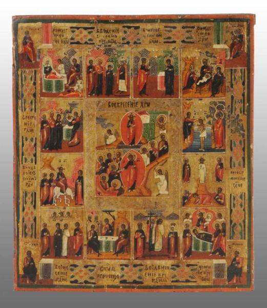 Appraisal: th Century Russian Icon Description Painted on one-inch thick board