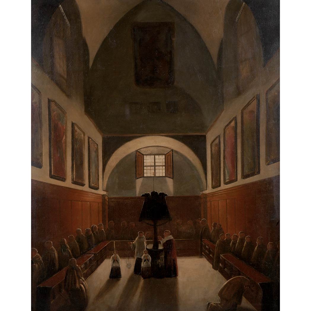 Appraisal: After Francois-Marius Granet The Interior of Capuchin Chapel near the