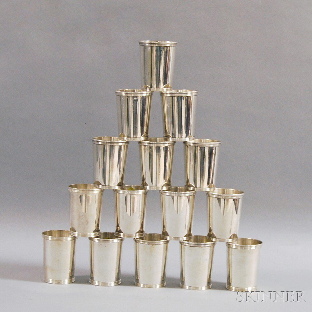 Appraisal: Fifteen Sterling Silver Mint Juleps a set of ten Alvin