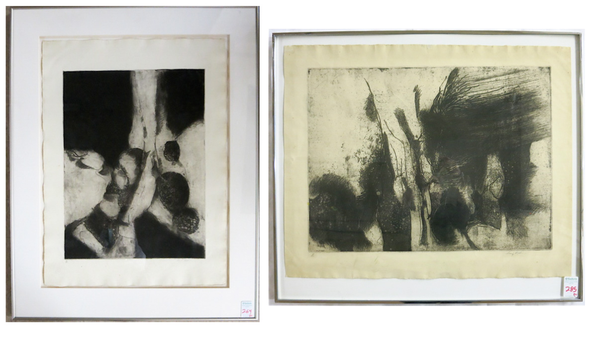 Appraisal: FRANK BOYD TWO ETCHINGS American th century Abstract compositions Images