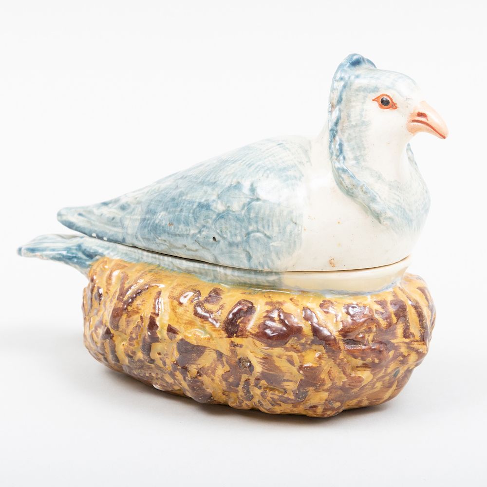 Appraisal: Staffordshire Pearlware Blue Pigeon Form Tureen in long Condition Minor