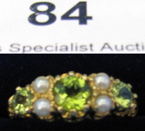 Appraisal: CT Green Stone Pearl Ring size O retail price