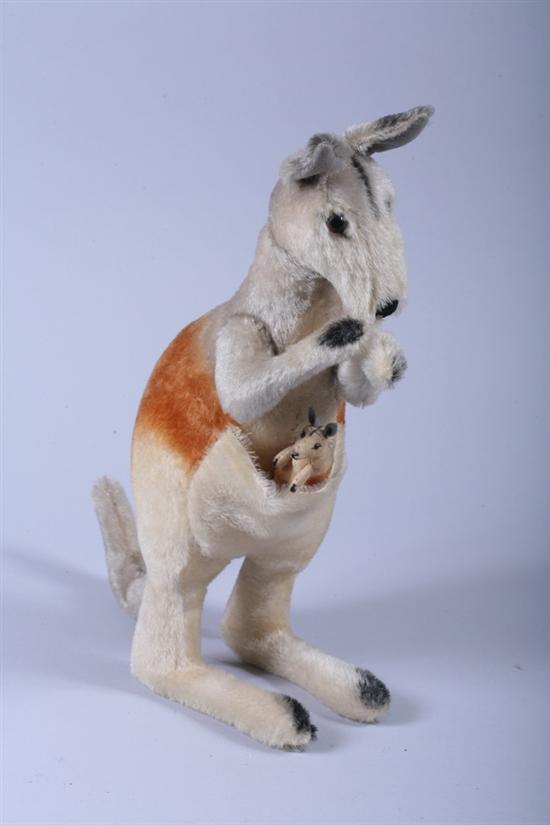 Appraisal: STEIFF MOHAIR KANGAROO Jointed neck and arms posable tail Pouch