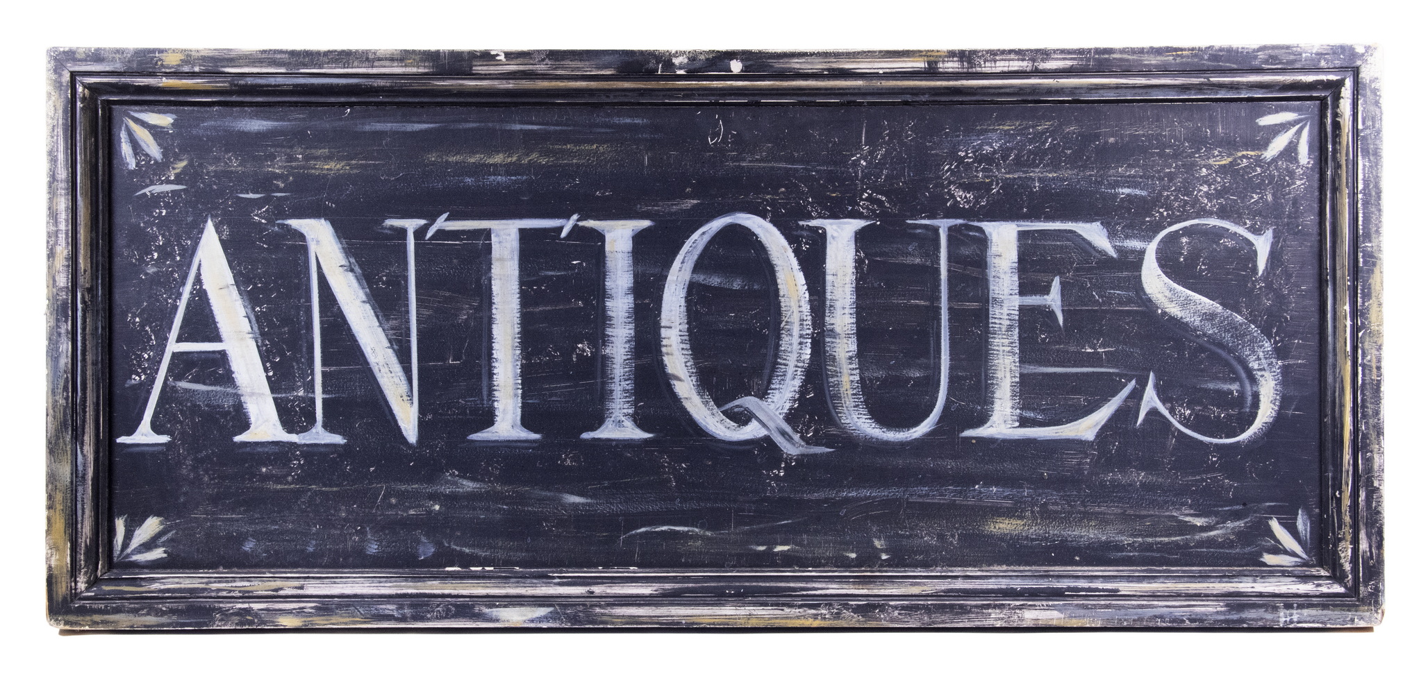 Appraisal: ANTIQUES SIGN Exterior Shop Sign in black with grey lettering