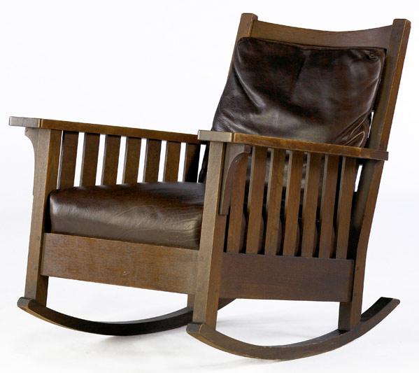 Appraisal: L AND J G STICKLEY Oversized rocker no with drop-in