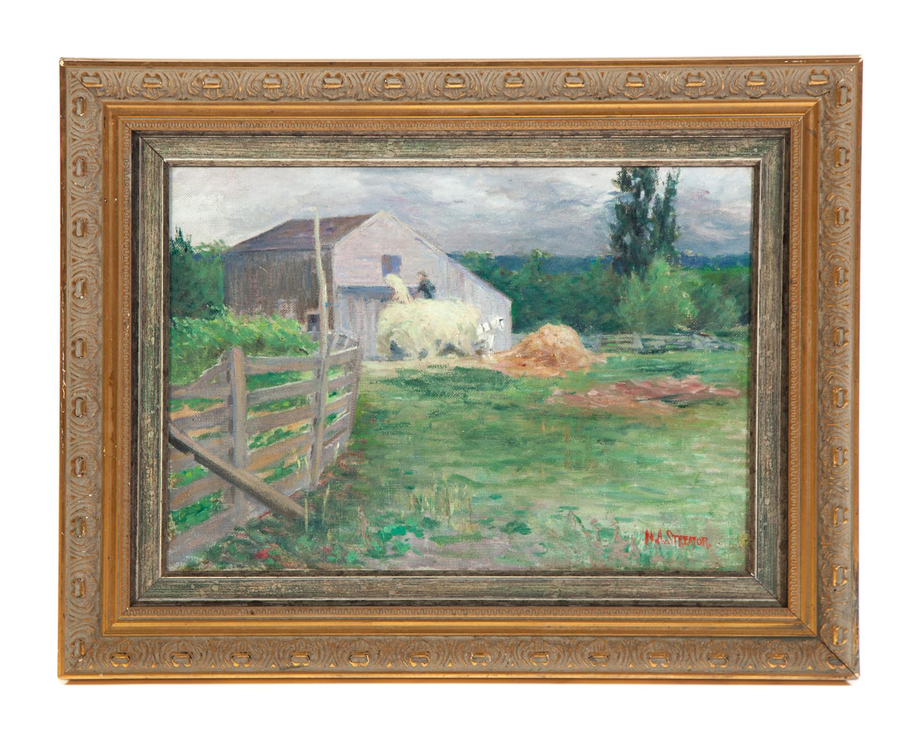 Appraisal: FARM SCENE BY HAROLD STREATOR OHIO - Oil on canvas