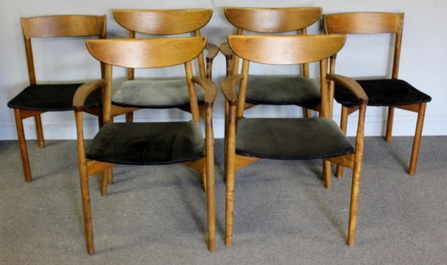 Appraisal: Midcentury Danish Set of Chairs Attributed to Harry Ostergaard arm