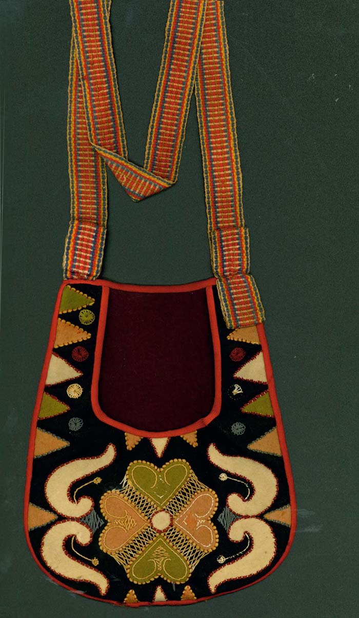 Appraisal: NATIVE AMERICAN STITCHED APPLIQUED BAG HURON Worked on the front