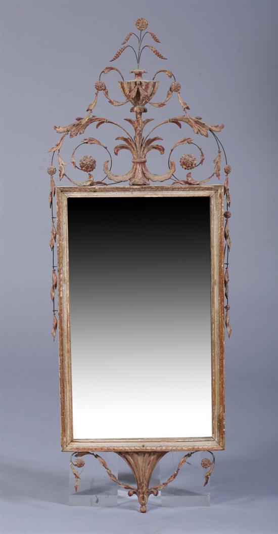 Appraisal: LOUIS XVI PAINTED AND PARCEL GILT WALL MIRROR Late th