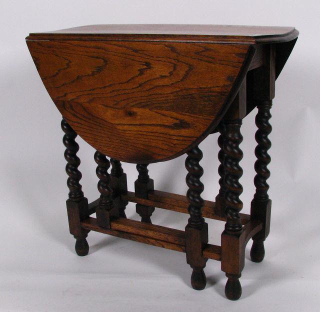 Appraisal: English Oak Barley Twist Drop Leaf Table