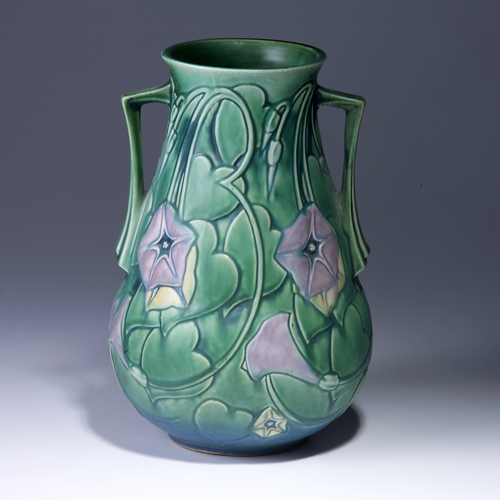 Appraisal: ROSEVILLE Green Morning Glory bulbous vase Unmarked