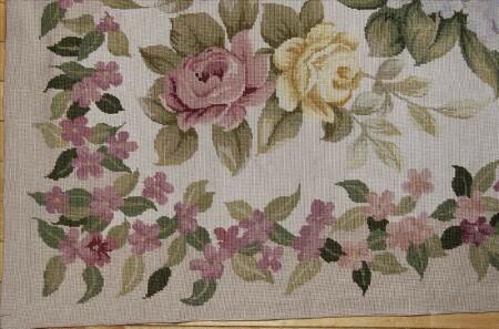 Appraisal: Floral Needlepoint Rug Modern Approx ft x ft in