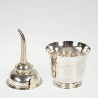 Appraisal: George III silver footed cup and wine funnel London circa