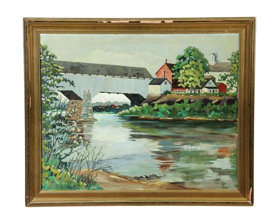 Appraisal: DELAWARE RIVER BRIDGE BY RUSS PALMER AMERICAN TH CENTURY Oil