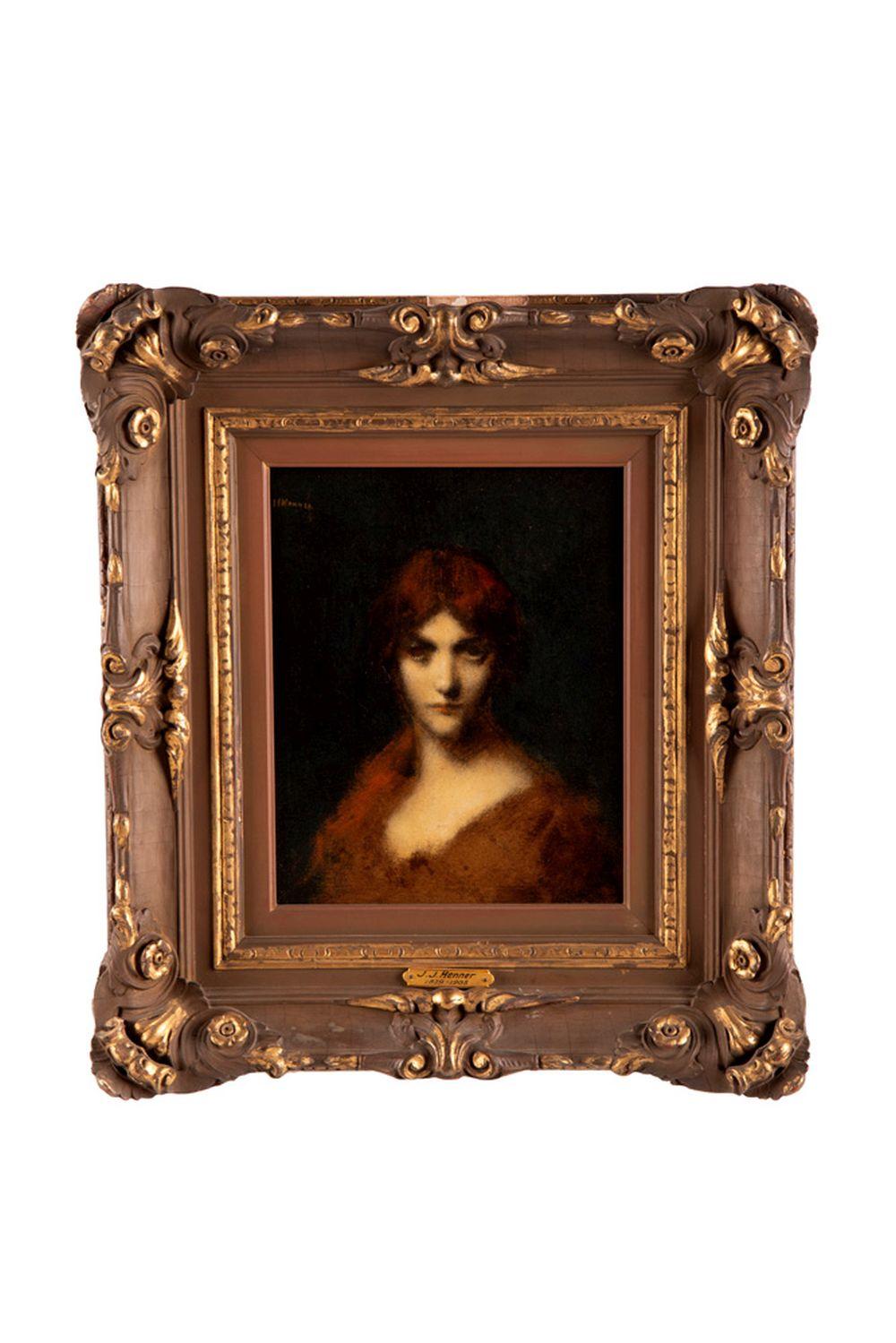 Appraisal: JEAN-JACQUES HENNER PORTRAIT OF A WOMAN oil on board signed