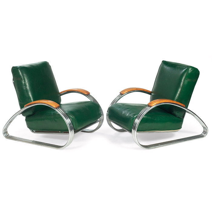 Appraisal: K E M Weber lounge chairs pair by Lloyd Manufacturing