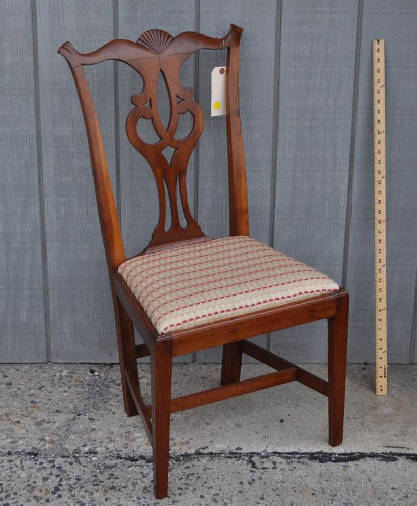 Appraisal: CT Cherrywood Shell Carved Side Chair with through tenons slip