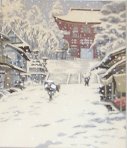 Appraisal: Snow at The Temple Color woodcut on paper th Century