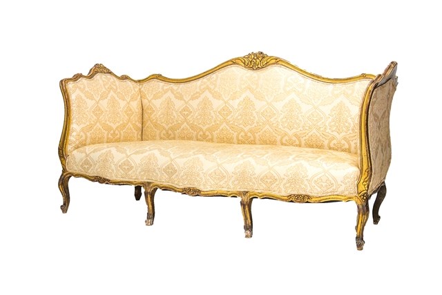 Appraisal: A Louis XV style gilt framed sofa on six scroll