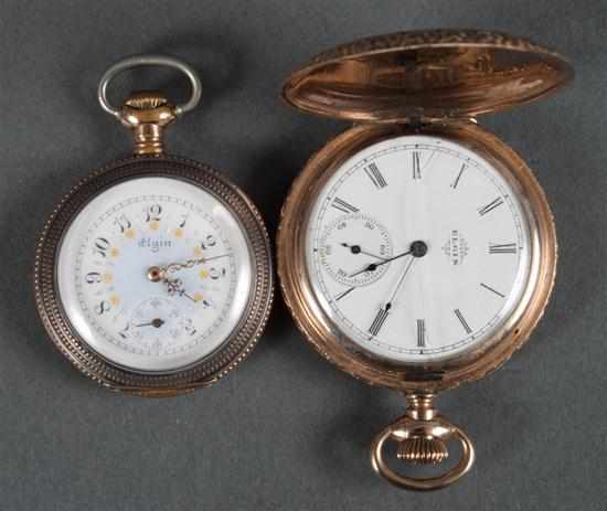 Appraisal: Two pocket watches Elgin Natl sterling silver and gold-plated open-face