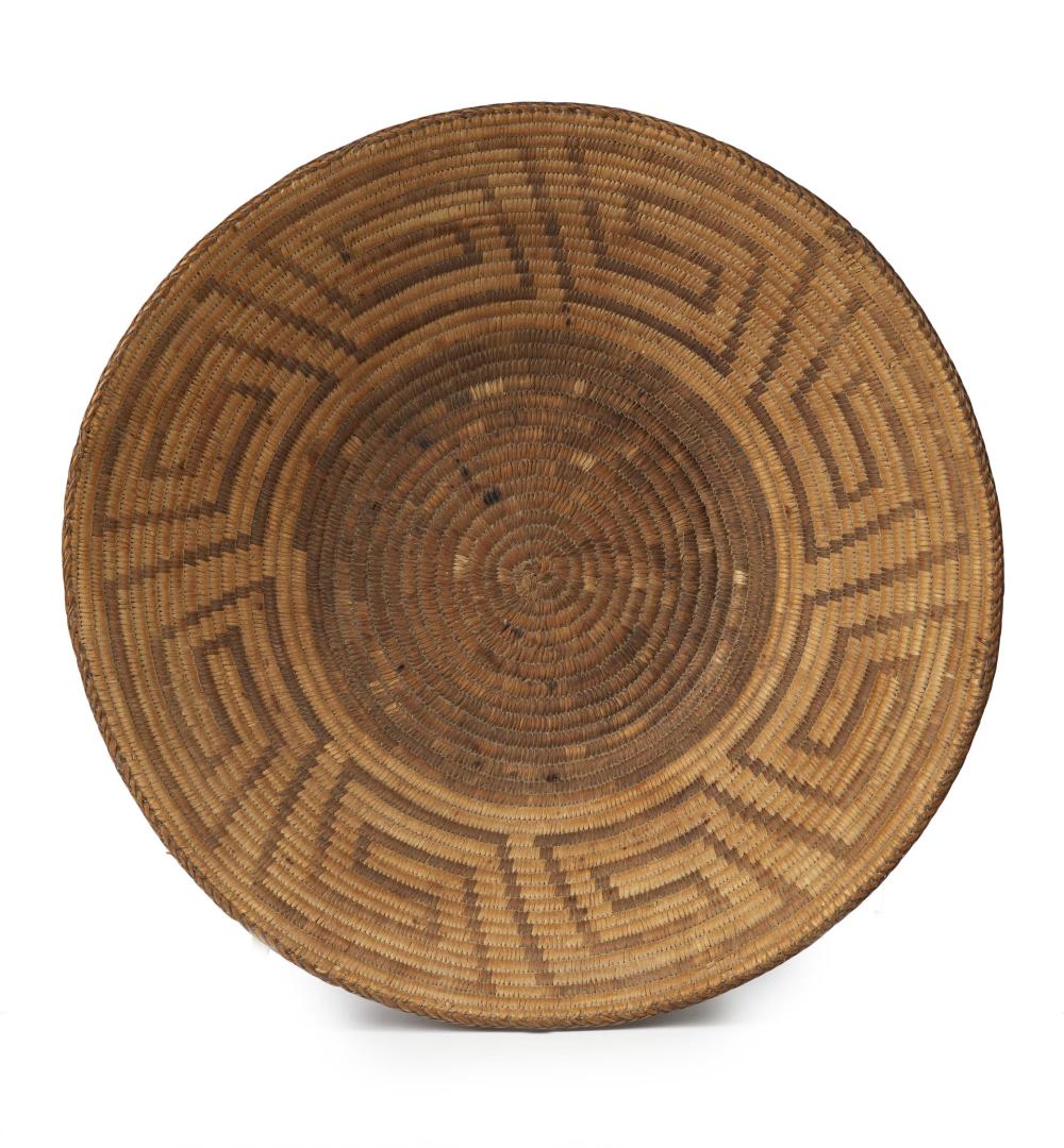 Appraisal: A Pima basket First-Quarter th Century The woven basketry tray