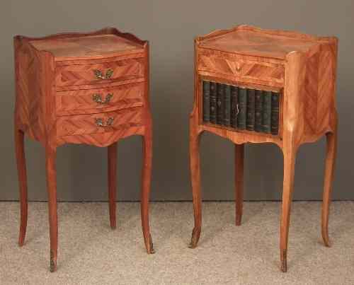 Appraisal: A French ''Kingwood'' tray top bedside chest of Louis XV