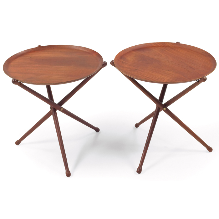 Appraisal: Nils Trautner teak folding tray tables pair by Nybro Sweden